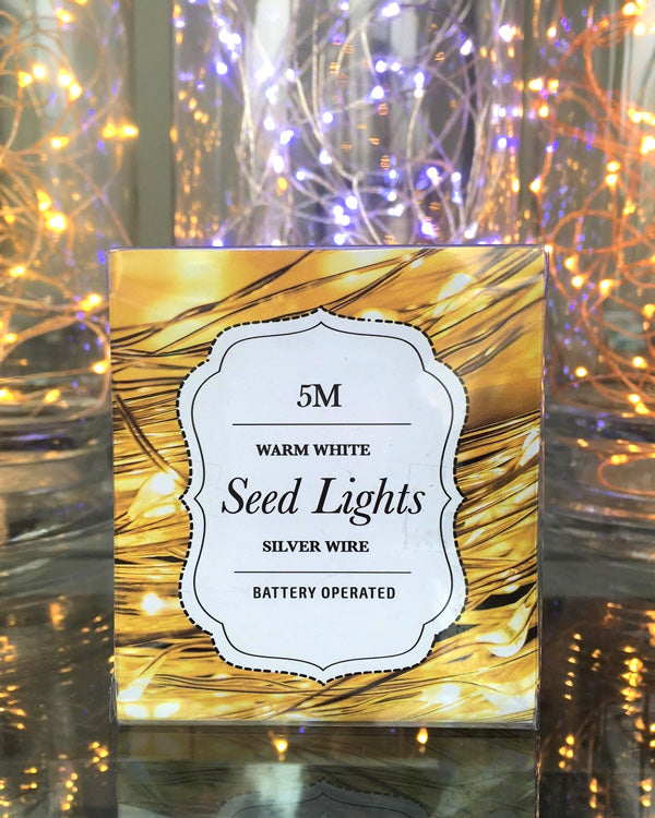 Silver Wire Seed Lights - Warm White 5m