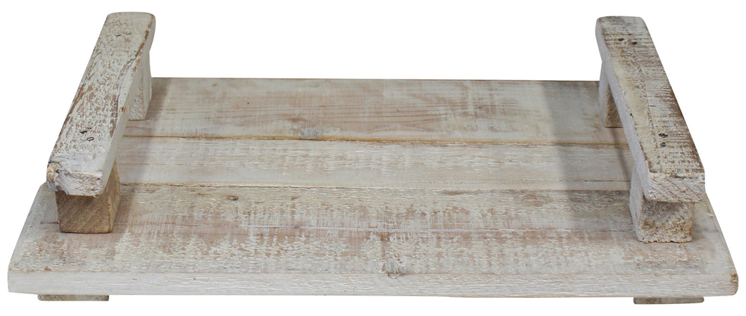Rustic White Wooden Tray - Large