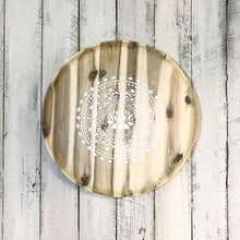 Load image into Gallery viewer, Lotus (White) Mandala Wooden Serving Tray
