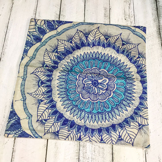 Aqua Blue Flower Mandala Pillowcase