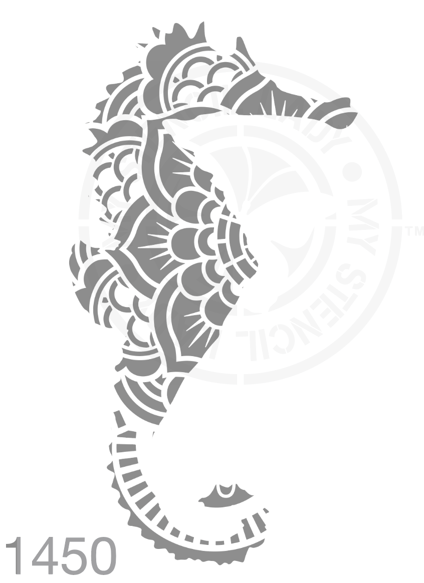 Seahorse Patterned Silhouette Stencil 1450